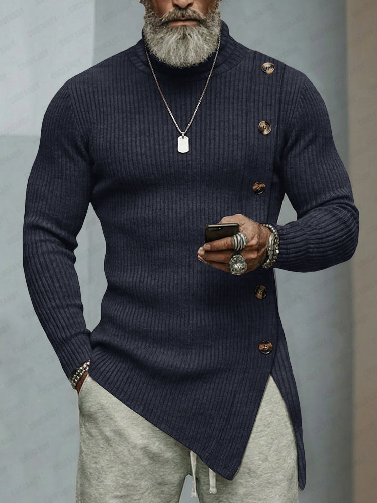 Stylish Asymmetric Cut Elastic Knit Top – COOFANDY