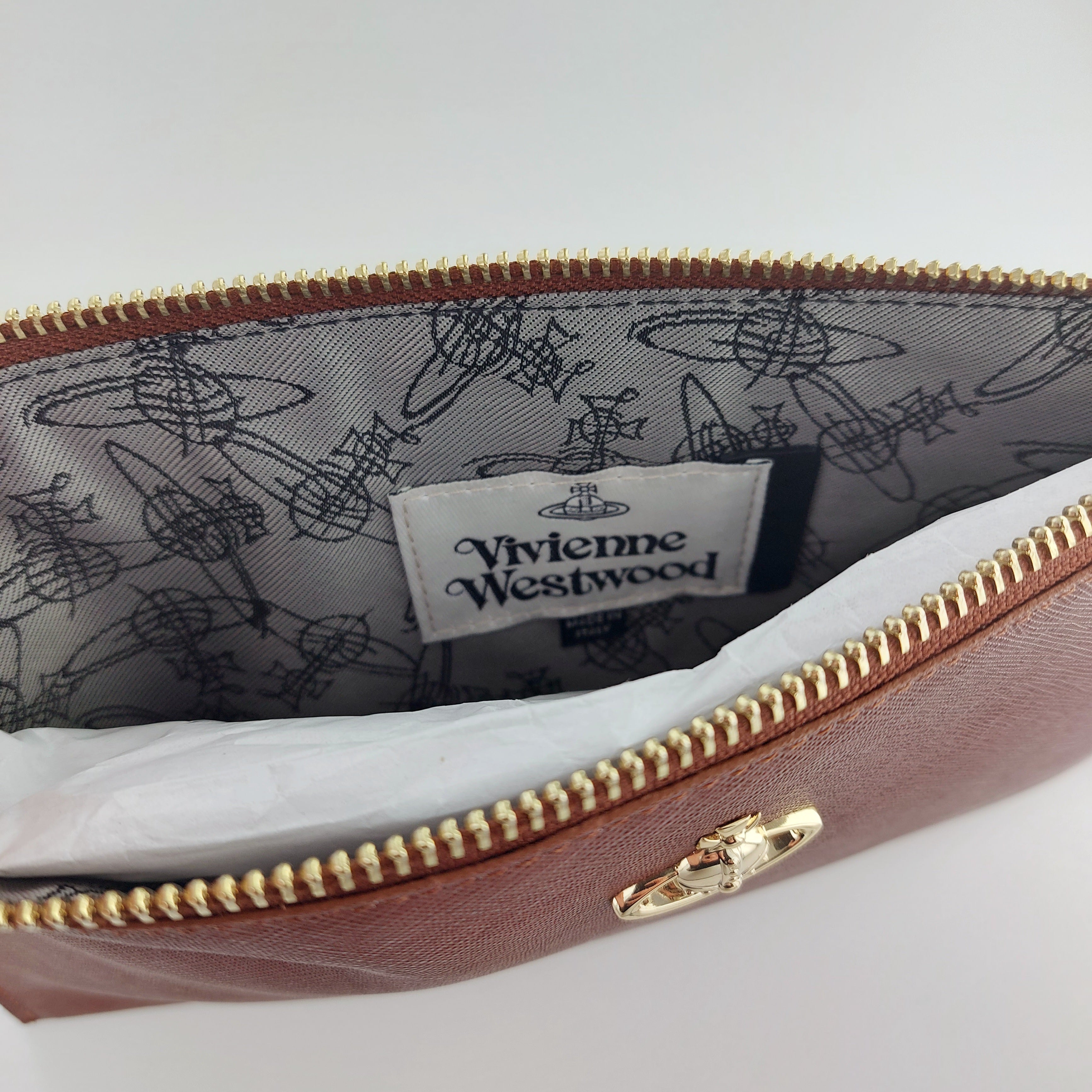 Vivienne Westwood Brown Saffiano Purse with Zip – Coe & Co. Stores
