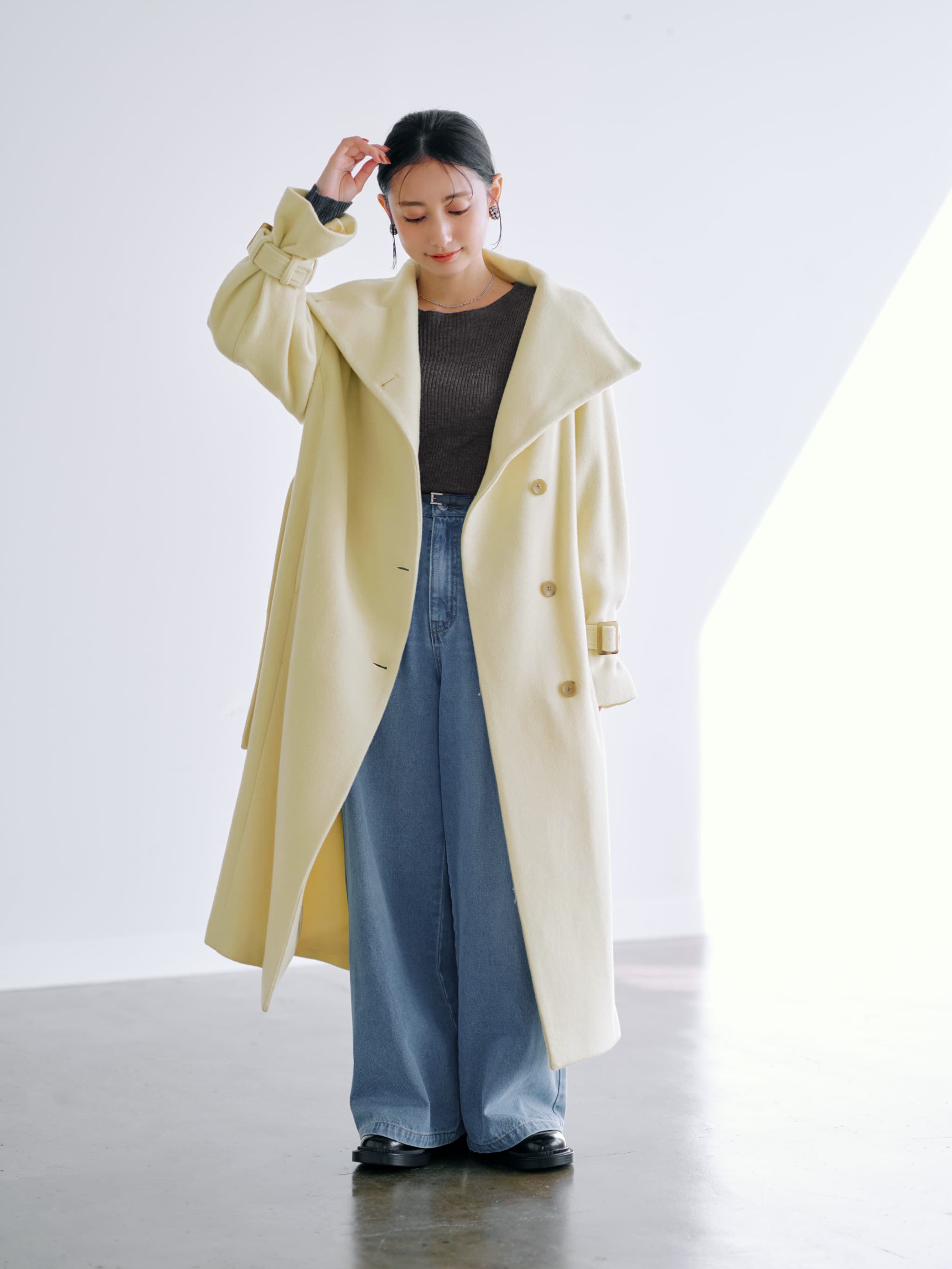 田中亜希子さんコラボ】セミダブルウールロングコート-short & regular