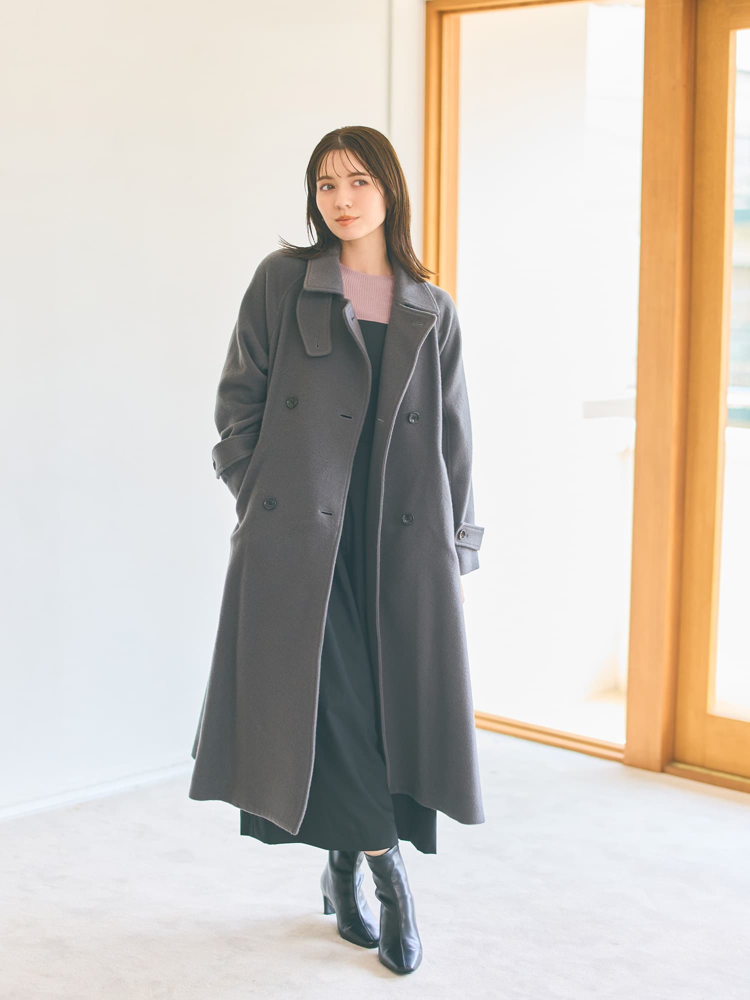 2wayカラーバックフレアウールコート-short & regular | 小柄・低身長