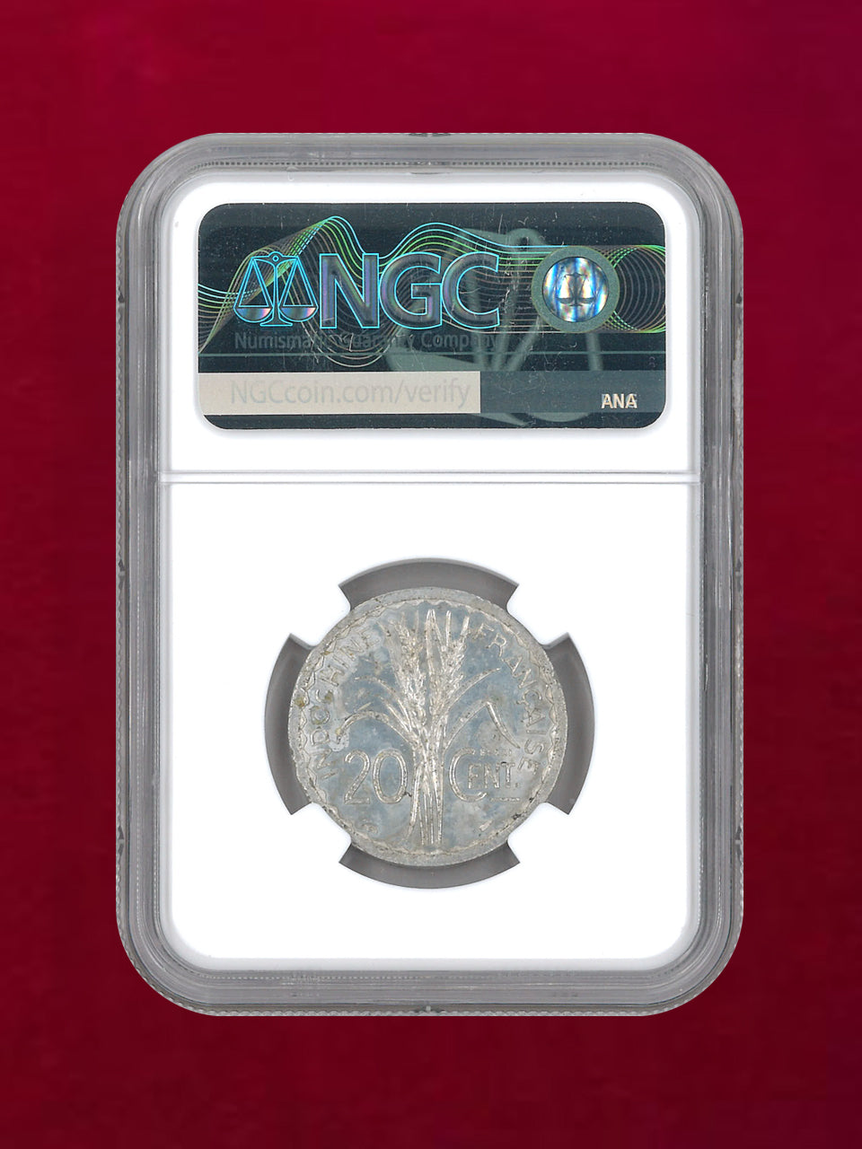 フランス領インドシナ】20セント アルミ貨 1945 ESSAI NGC UNC DETAILS
