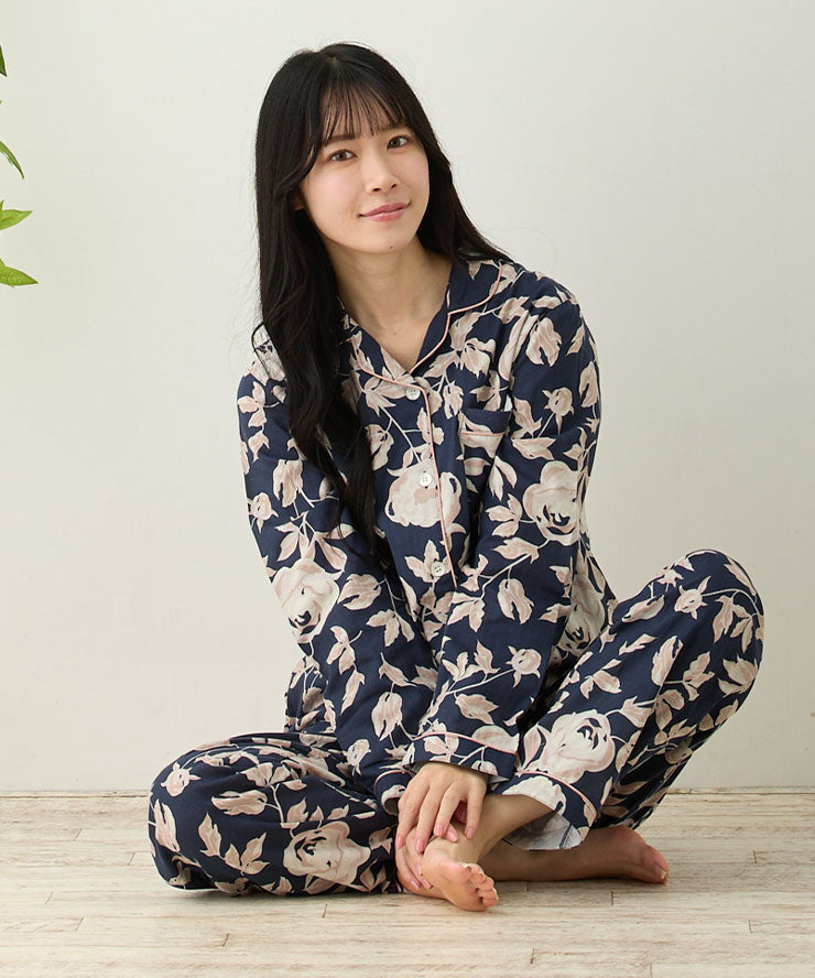 パジャマ レディース 綿 春 レディース 綿100％ ダブルガーゼ（2重