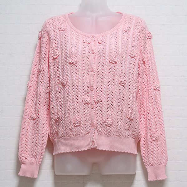 ピンク花モチーフ透かし編みカーディガン - ピンクハウス通販