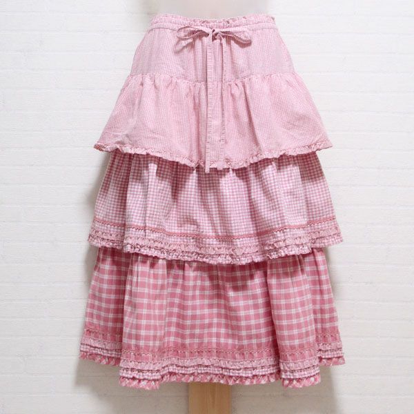 ピンクミックスチェック段々スカート - ピンクハウス通販｜リサイクル