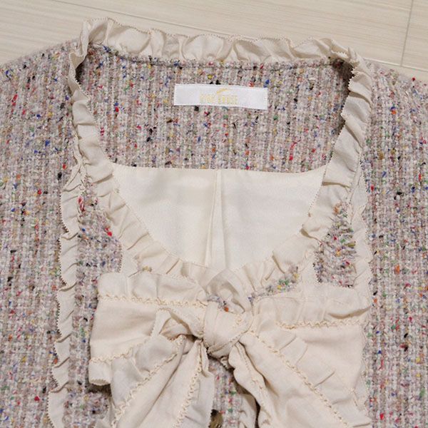 ベージュミックスツイードピコフリルドレスコート - ピンクハウス通販