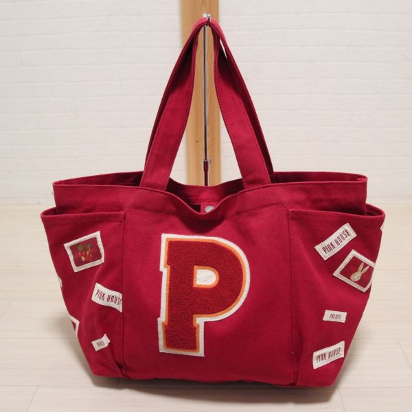 赤Pロゴサガラワッペントートバッグ - ピンクハウス通販｜リサイクル