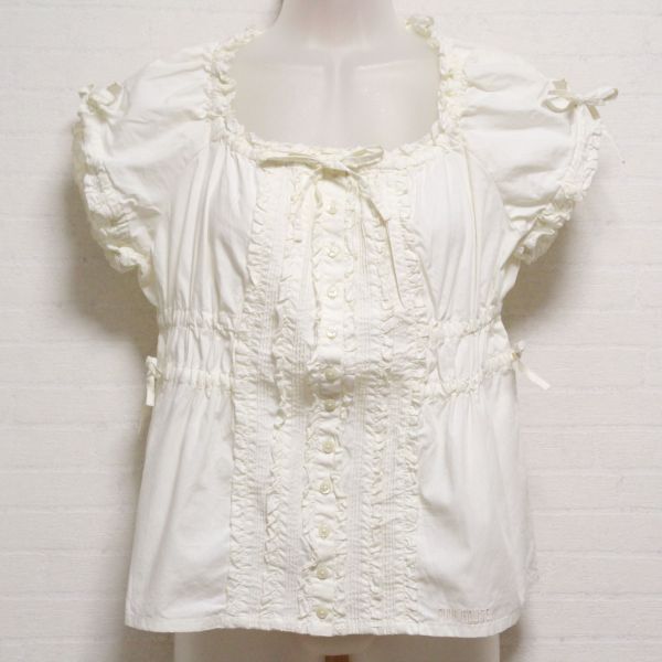 生成ロゴ刺繍入りピコフリルブラウス - ピンクハウス通販｜リサイクル