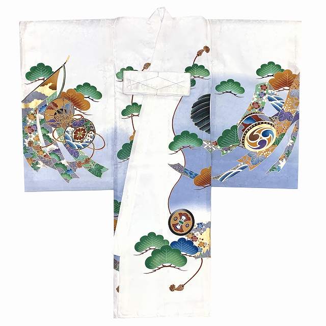 お宮参り 着物 男の子 赤ちゃんのお祝い着 熨斗目 刺繍入り 産着 初着