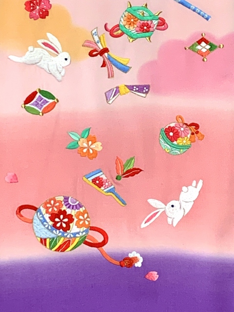 お宮参り 着物 女の子 赤ちゃんのお祝い着 一つ身 ぼかし染め 総刺繍柄