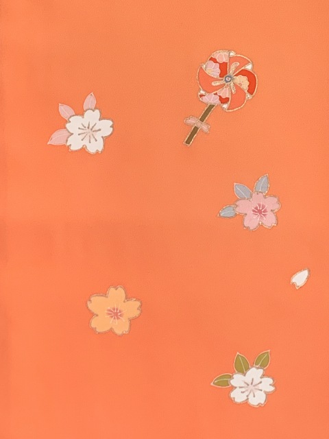 七五三 7歳 女の子用 日本製 正絹 金駒刺繍 絵羽付け 四つ身の着物