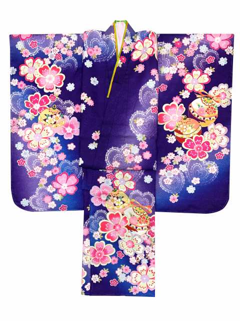 七五三 着物 7歳 単品 絵羽柄の四つ身の子供着物(合繊)【ファンタジー