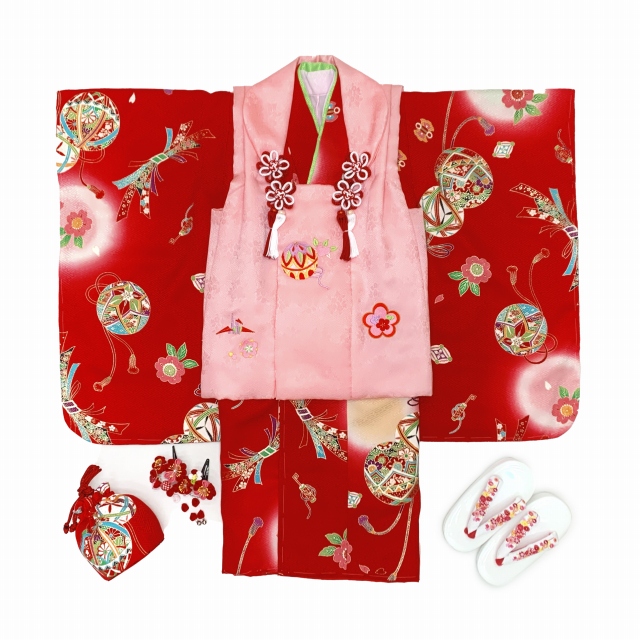 七五三 3歳 着物 セット 女の子 被布セット 正絹 刺繍柄の被布コートと