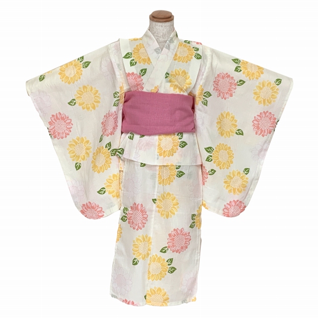 マネキン着用品】キッズ浴衣 セット 子供浴衣 女の子と兵児帯のセット