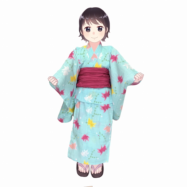 マネキン着用品】キッズ浴衣 セット 子供浴衣 女の子と兵児帯のセット