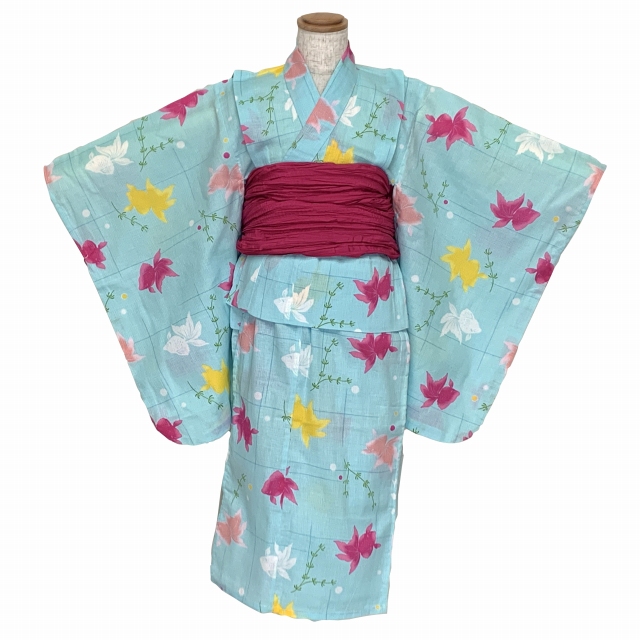 マネキン着用品】キッズ浴衣 セット 子供浴衣 女の子と兵児帯のセット