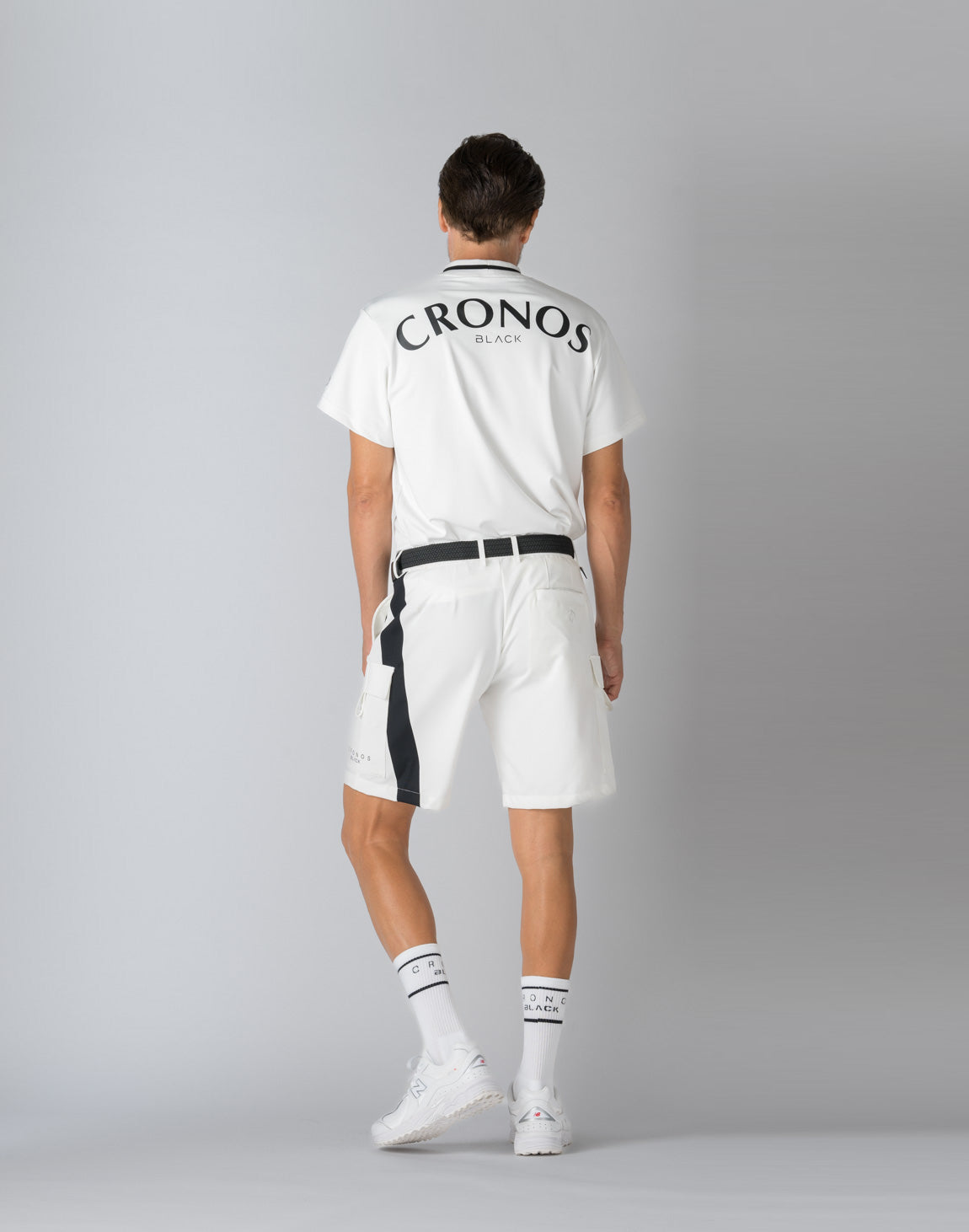 CRONOS BLACK MOCK NECK BIG LOGO SHORT SLEEVE SHIRT【WHITE×BLACK】