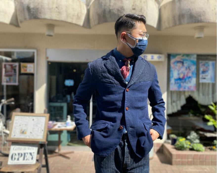 graphzero(グラフゼロ) デニム テーラードジャケット ペイズリー×刺子