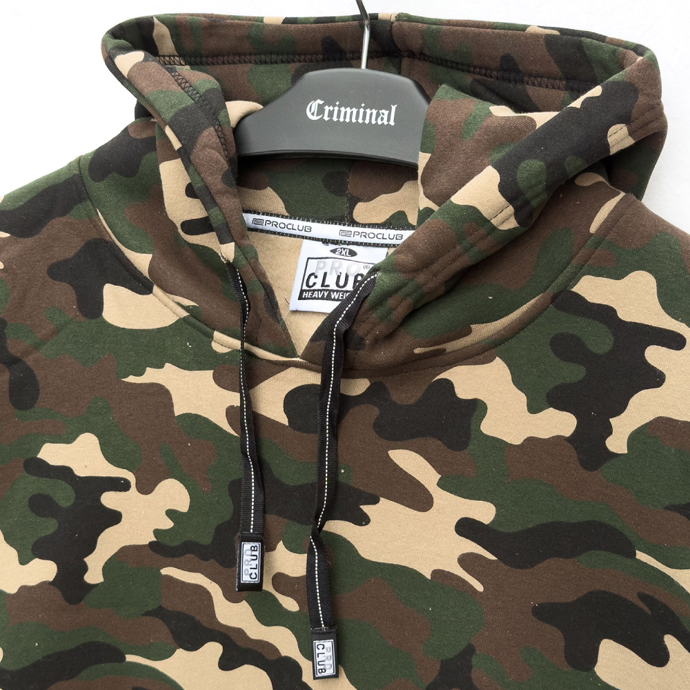 圧倒的な支持を誇るPRO CLUBから13ozのカモフラ柄プルオーバーが登場！！