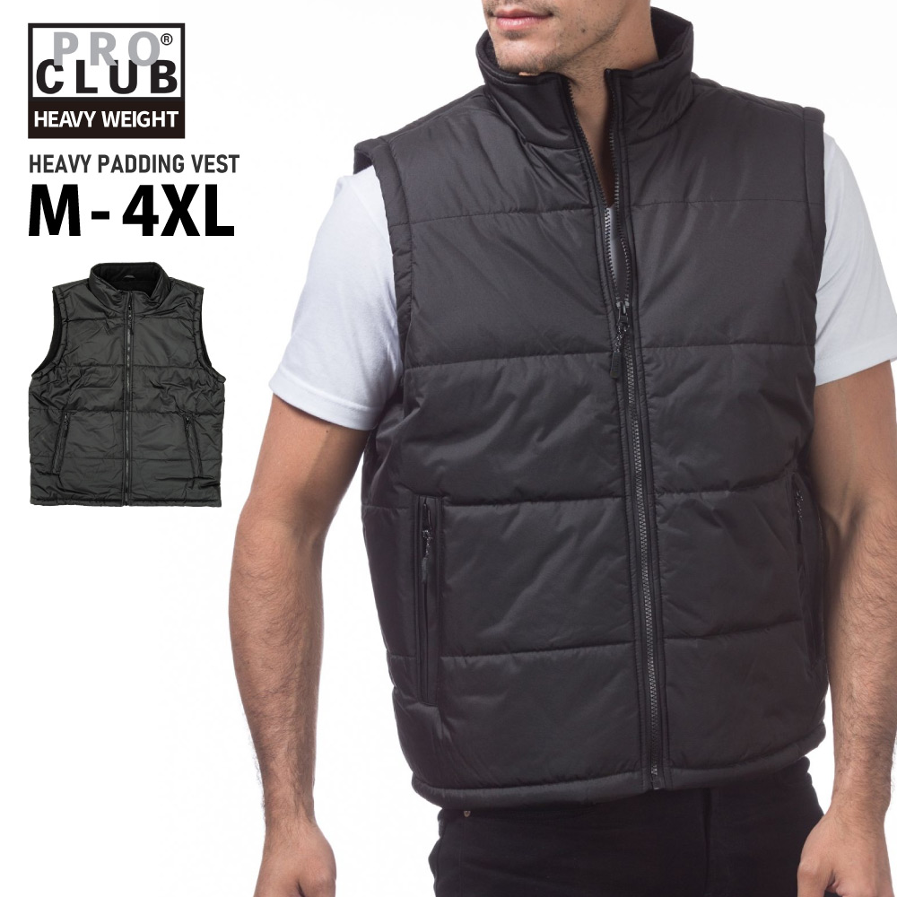 ビッグサイズ対応の定番中綿ベスト!! パーカーとの相性抜群!! PRO CLUB