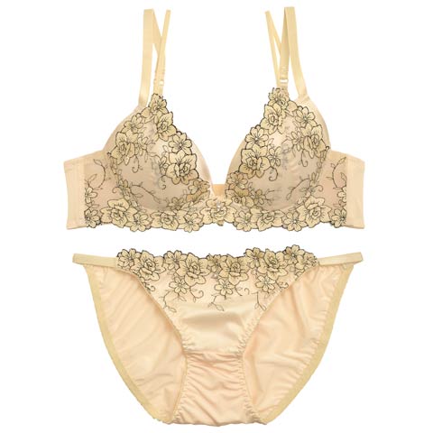EFサイズ】シックエンブロイダリーフルールブラジャー&フルバック