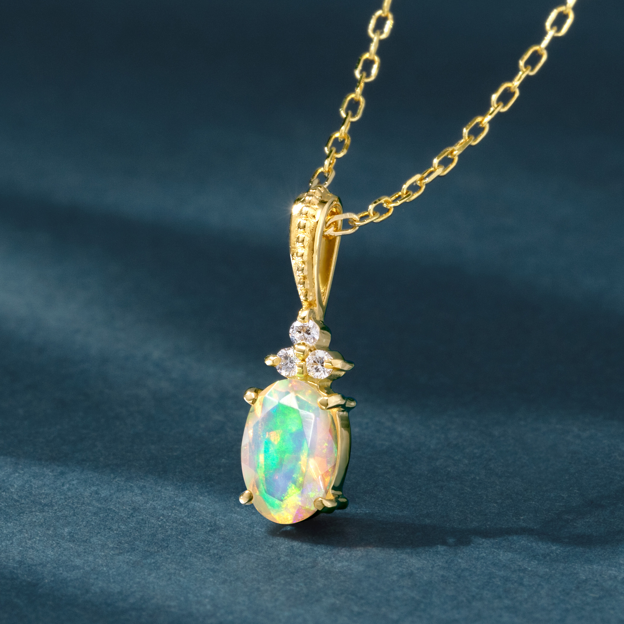 ビズー公式】オパール ダイヤモンド K18(18金) ペンダントトップ