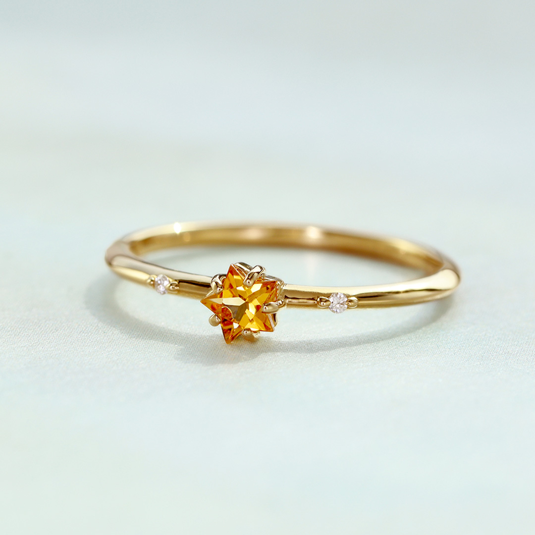 ビズー公式】シトリン×ダイヤモンド K18/K10リング・アルガ | 希少石