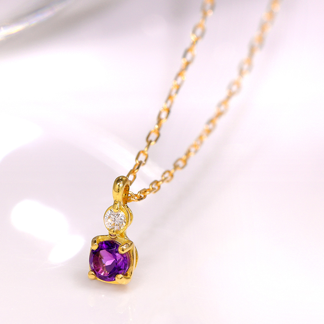 ビズー公式】アメジスト×ダイヤモンド K18/K10/PT ネックレス リゼッテ