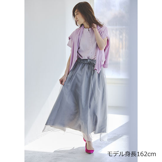 優待価格[S・girasole]箔シルバー×チュール「リバーシブルスカート
