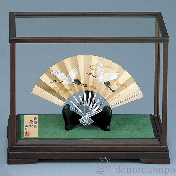 送料無料】 銀製 扇子 鶴 F 5.0号・33g / 光則（銀工芸） 高級