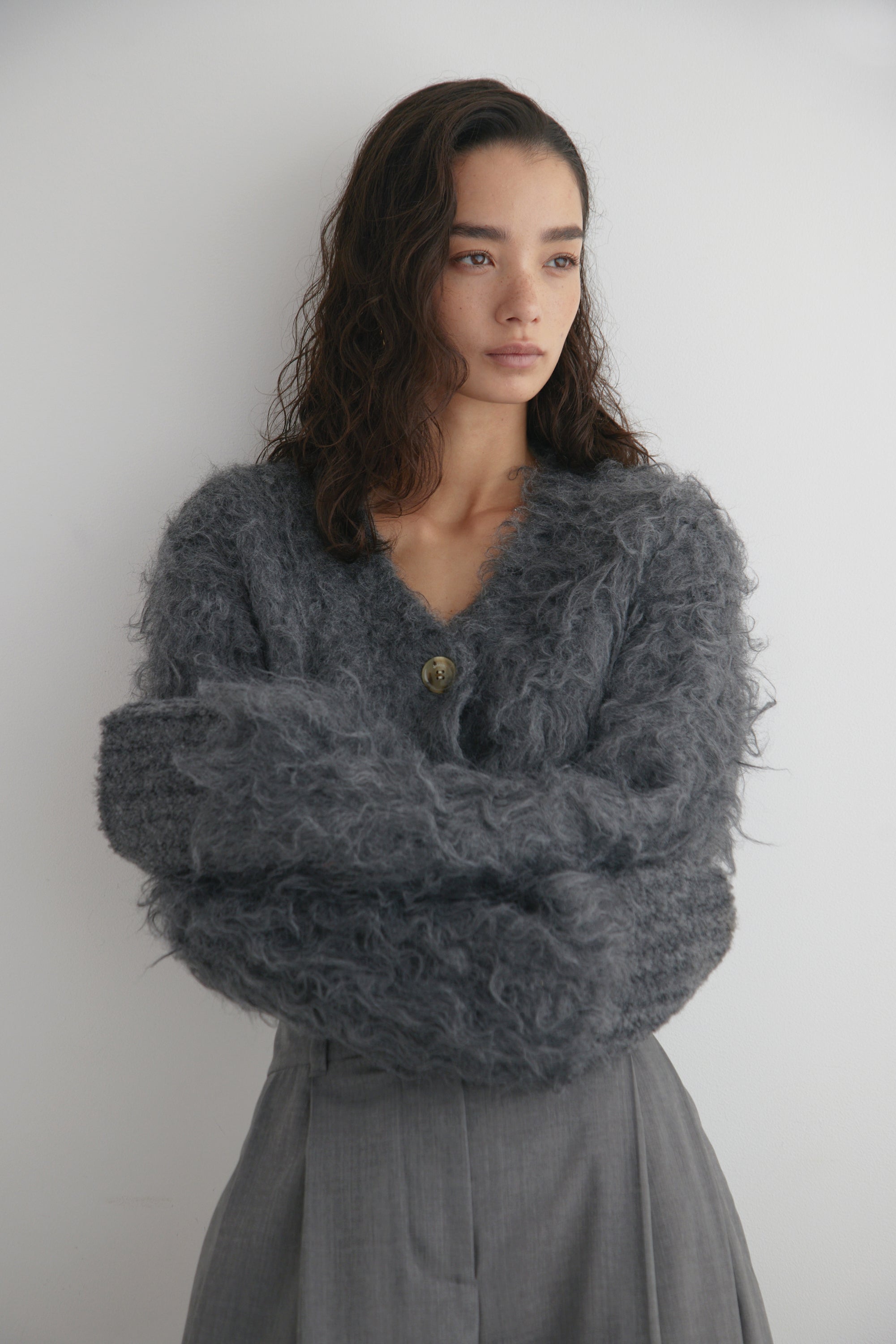 Cropped Shaggy Knit Cardigan – determ;