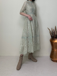 配色レース×ハシゴレース切り替えワンピースドレス|DorryDoll