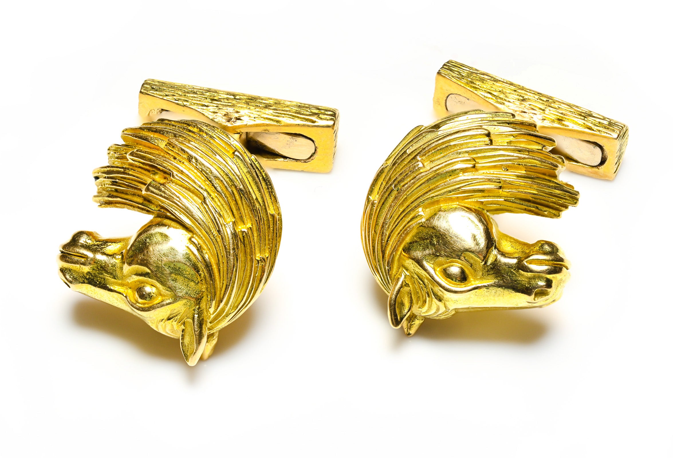 Hermès 18K Gold Horse Cufflinks