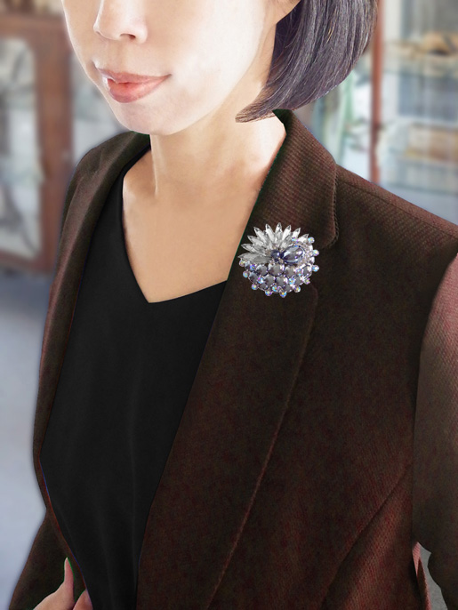 JULIANA ジュリアナグレーストーンとオーロラのビンテージブローチ