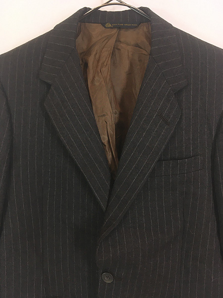 古着 80s USA製 Christian Dior ダーク ストライプ ウール テーラード