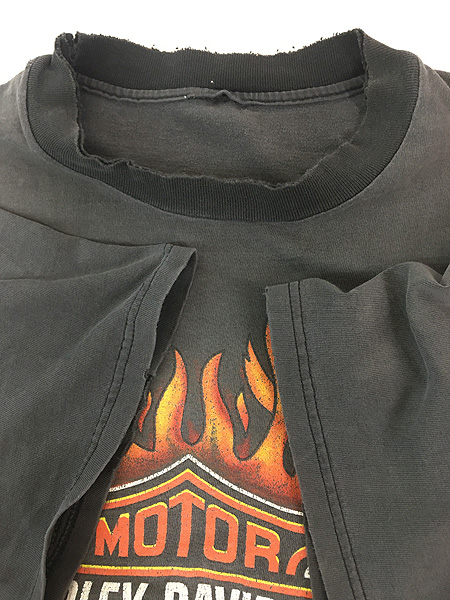 古着 90s HARLEY DAVIDSON シールド&バー ファイヤー Tシャツ XL位