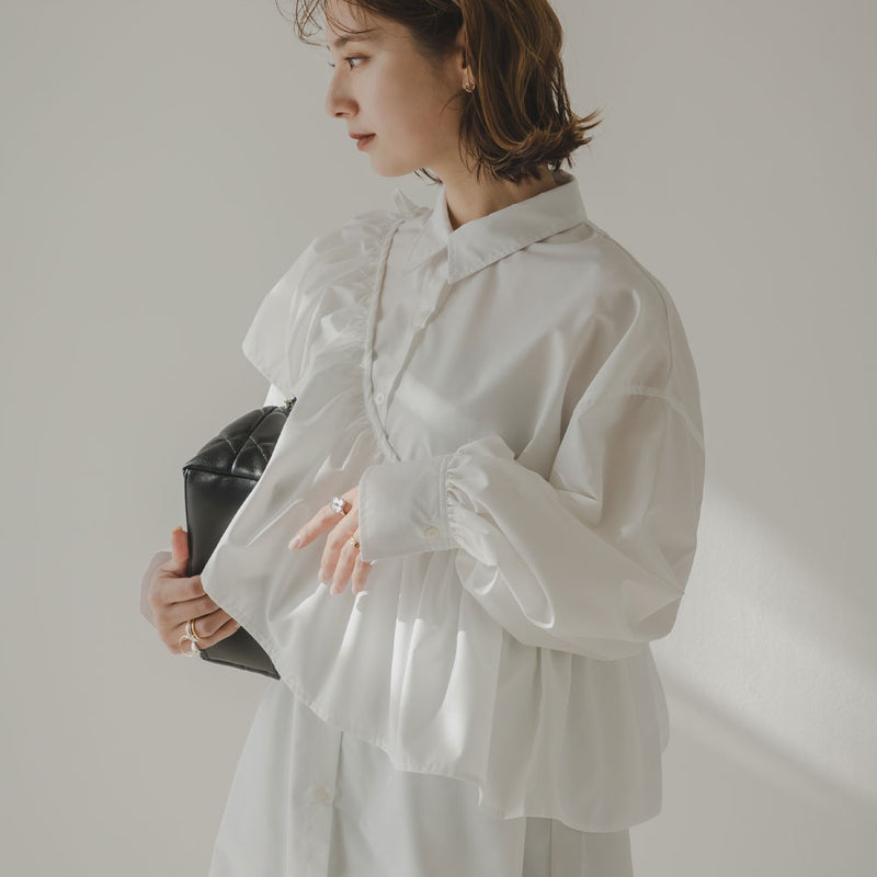 フリルサッシュ付ブロードシャツ – レディースファッション通販の夢