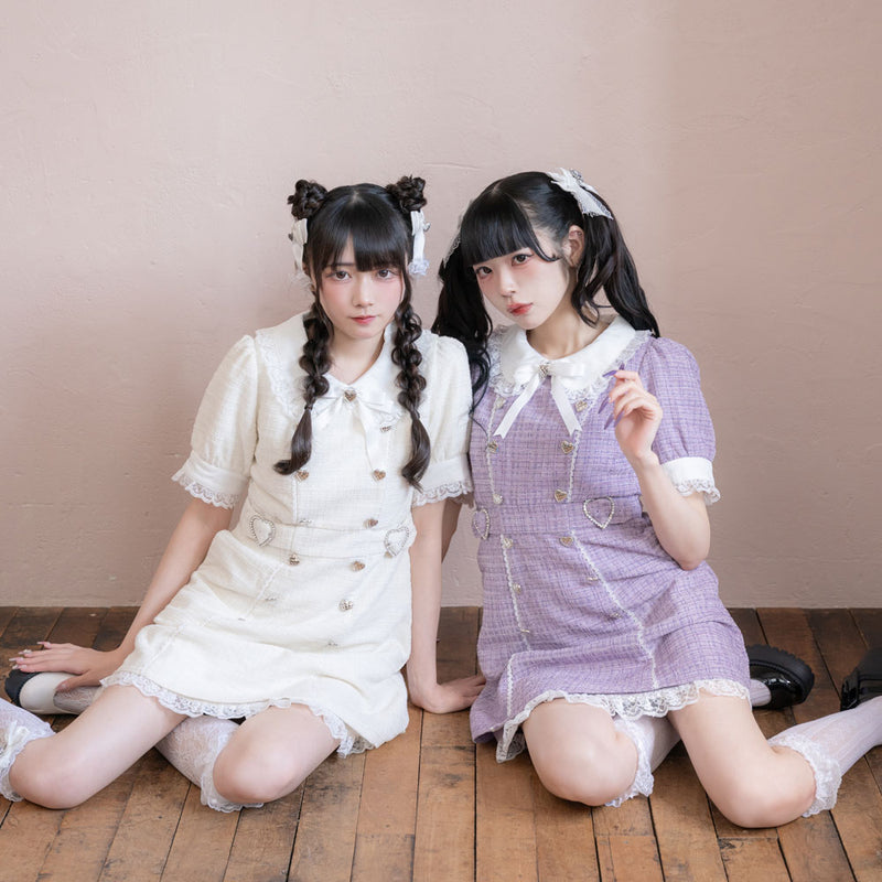 キラキラハートキルティングサマーツイードワンピース – レディース