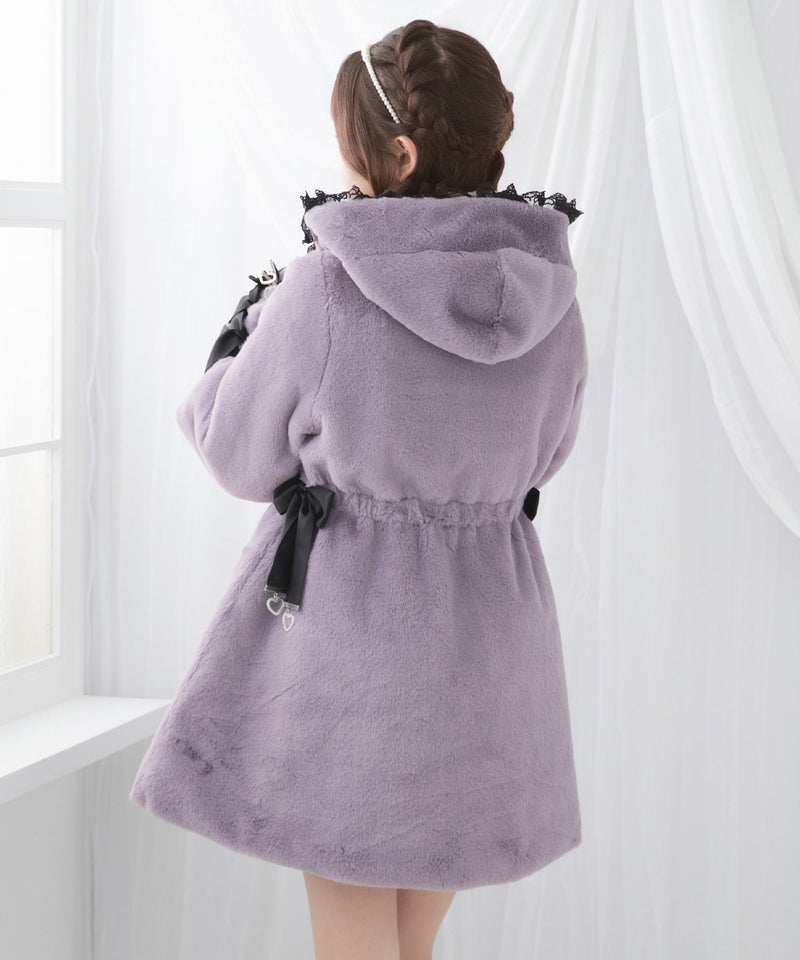 2buy20%OFFクーポン対象】選べるフードデザインフレアファーコート