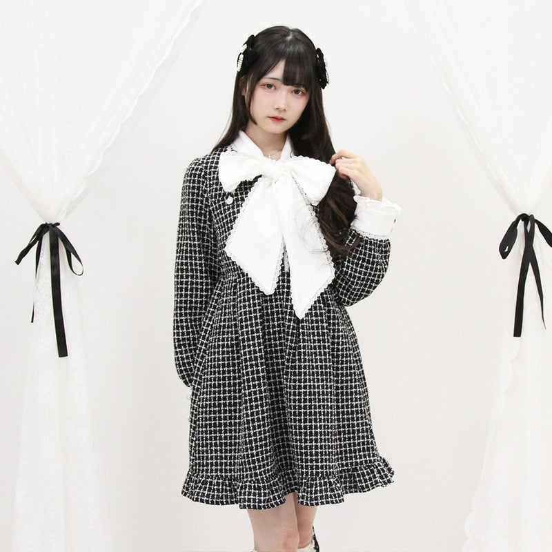 ボウタイツイードワンピース – レディースファッション通販の夢展望