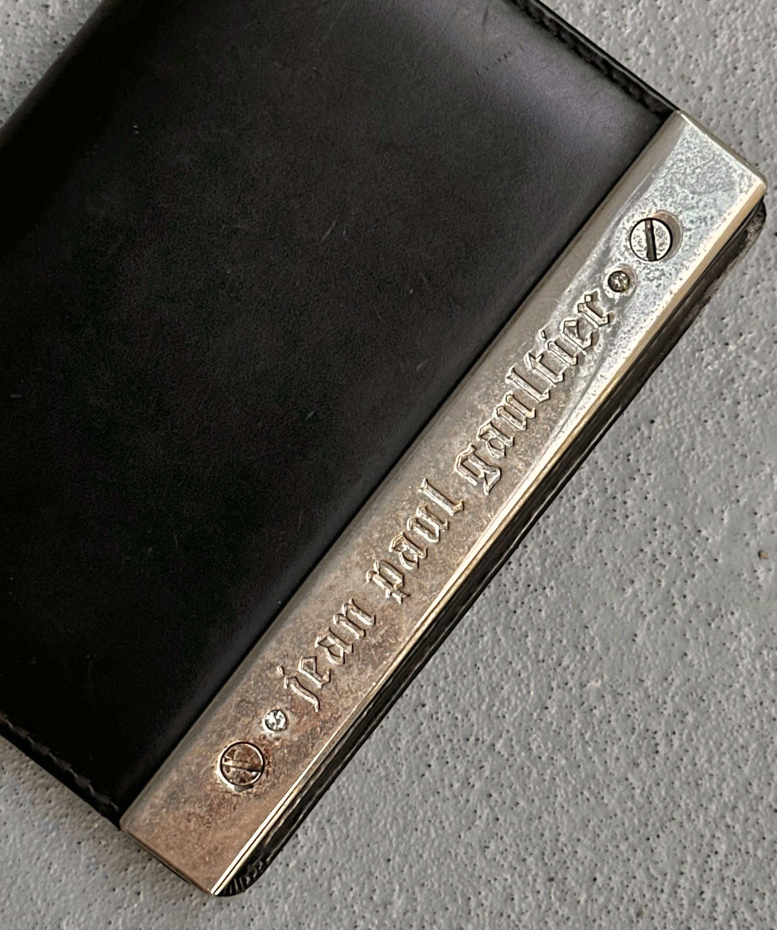 Jean-Paul GAULTIER Early 00s Engraved Metal Leather Bifold Wallet