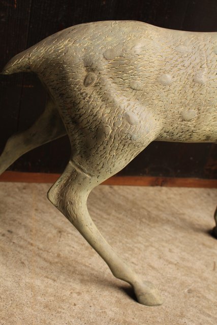 古銅鹿の置物 雄雌つがい S2780｜骨董店 のびる 古美術 骨董 和風建具