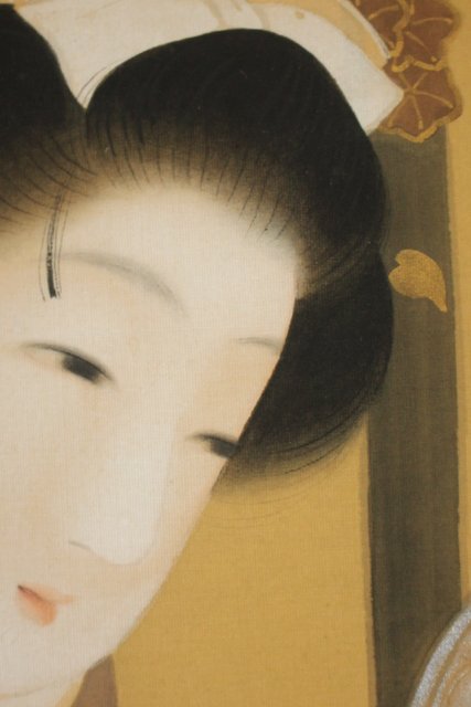 横尾芳月《美人画》絹本まくり Z180｜骨董店 のびる 古美術 骨董 和風