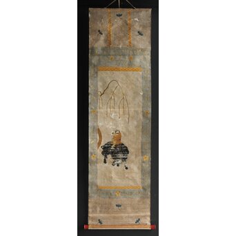 竹屋町刺繍 のったり図 掛軸 Z304｜骨董店 のびる 古美術 骨董 和風