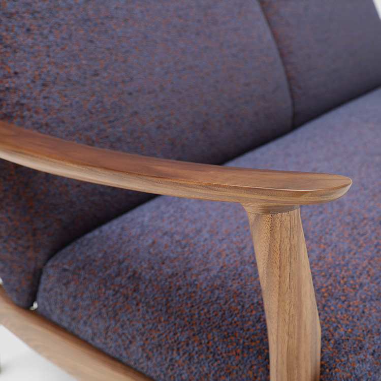 1人掛けソファ 幅77㎝ WW5700 ネイビー ウォールナットナチュラル 通販