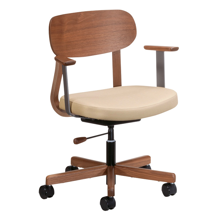 デスクチェア XW3300 肘付 シャンパンゴールド ウォールナット