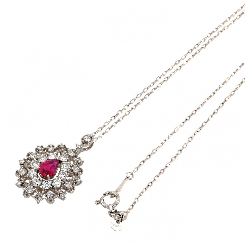 PT850 ルビー ダイヤモンド ネックレス J312556 | ユキザキセレクト