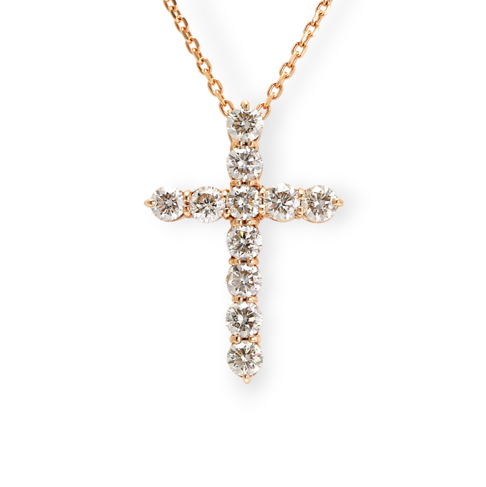 K18ピンクゴールド ダイヤモンド クロス ネックレス J369588 | ユキ