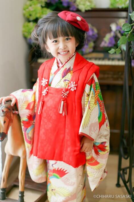 着物レンタル・七五三3歳アンティーク柄