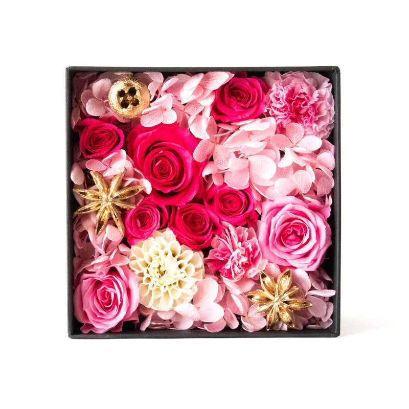 プリザーブドフラワーボックス スクウェア-ロイジーピンク – EL TIEMPO
