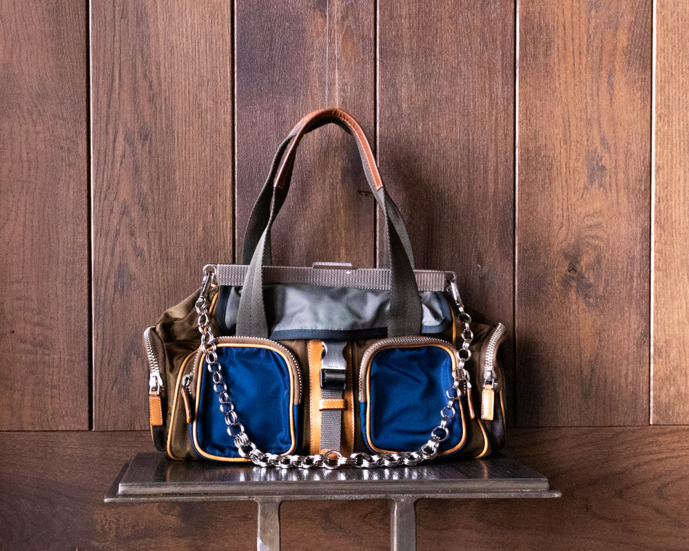 SS2004 Tessuto Nylon Active Frame Bag | Navy & Tan – Ella-Rue